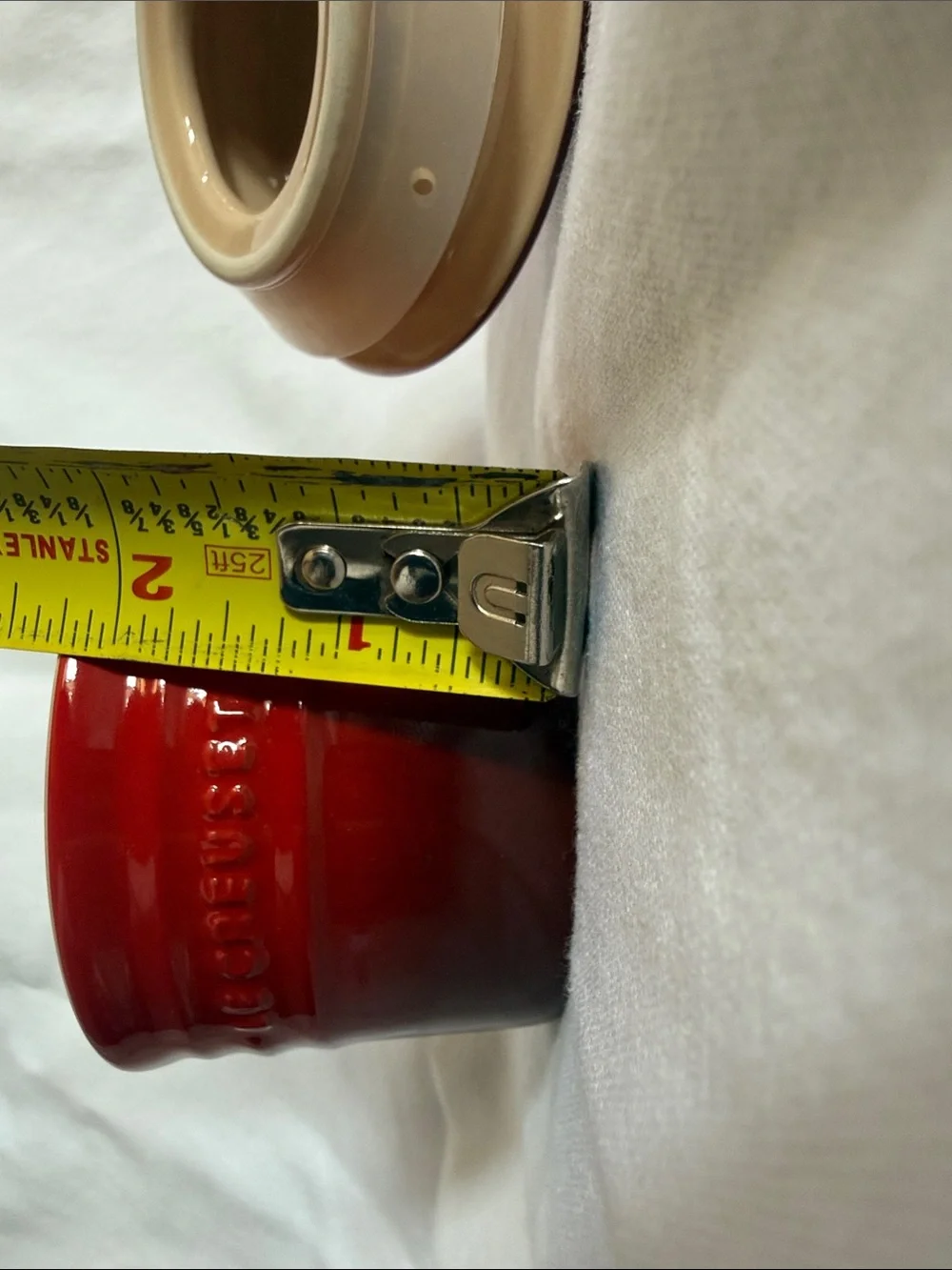 Le Creuset Red Cerise Small Glazed Stoneware Jar / Canister with Lid